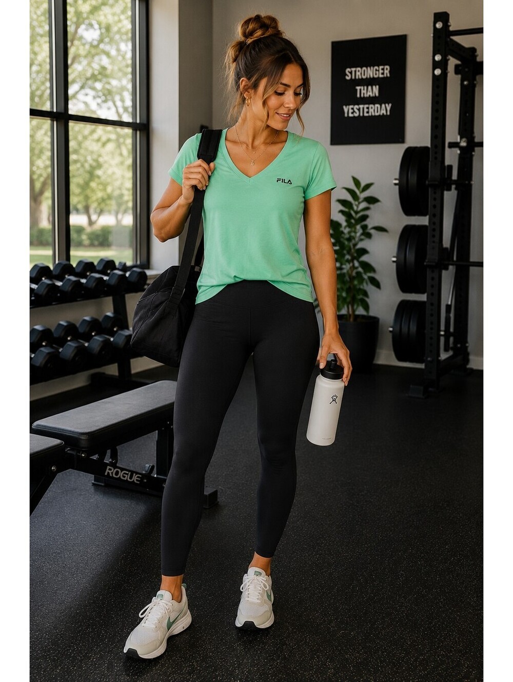 Fila neon green workout tshirt women summer spring